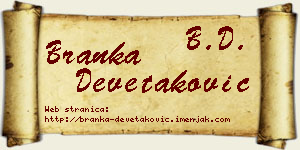 Branka Devetaković vizit kartica